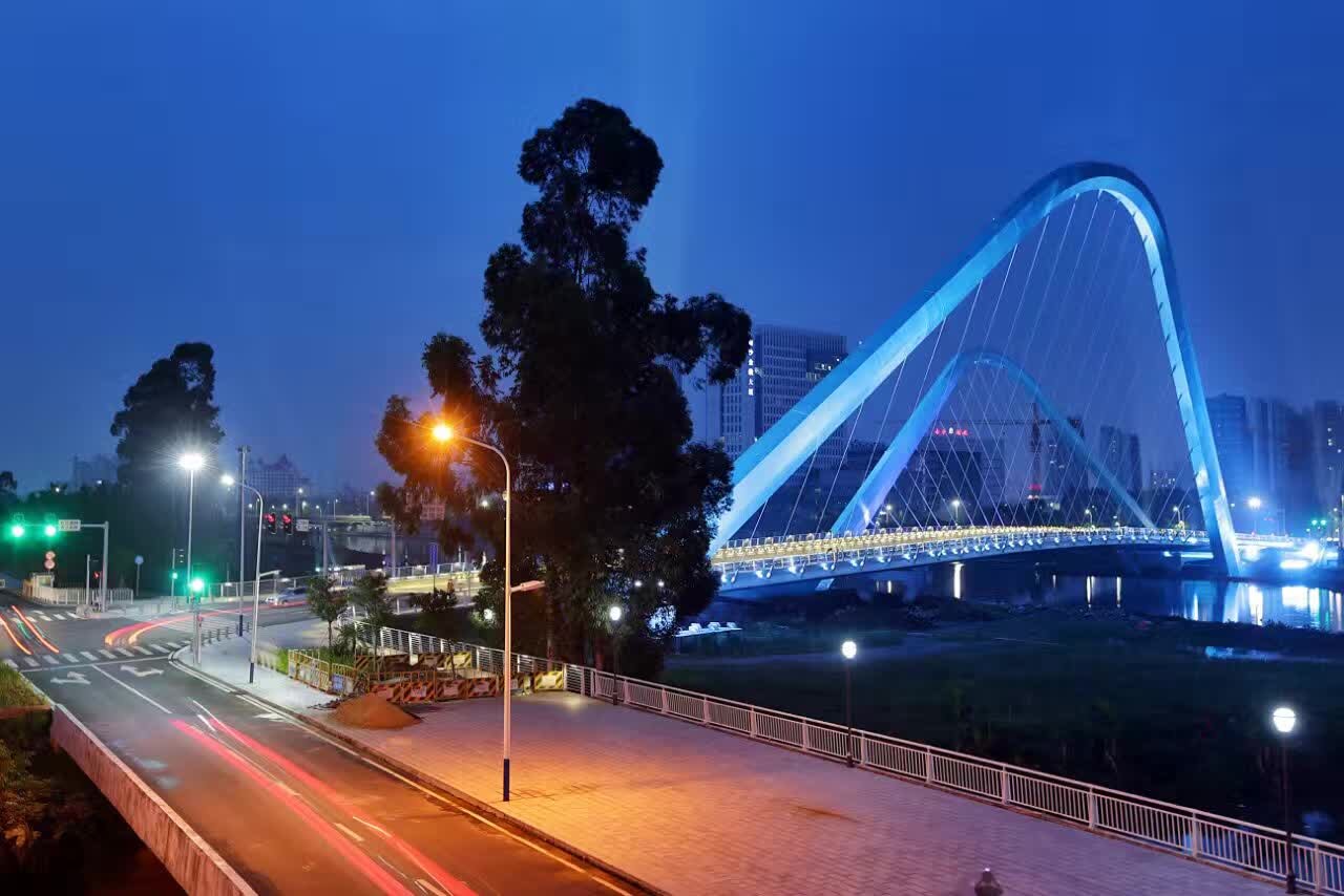 廣州市南沙中心區蕉門河車行橋拱肋合攏(圖1)